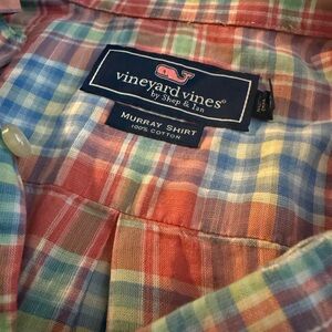Vineyard Vines 100% Cotton Murray Shirt in Pastel Pink/Blue/Green - Men’s XL